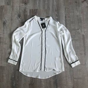 White light weight blouse with black stripes